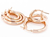 18K Rose Gold Over Bronze Set of 3 10MM-15MM-20MM Tube Hoop Earrings