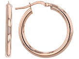 18K Rose Gold Over Bronze Set of 3 10MM-15MM-20MM Tube Hoop Earrings