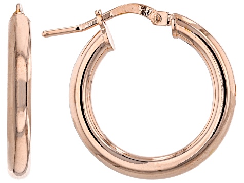 18K Rose Gold Over Bronze Set of 3 10MM-15MM-20MM Tube Hoop Earrings