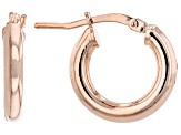 18K Rose Gold Over Bronze Set of 3 10MM-15MM-20MM Tube Hoop Earrings