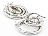 Platinum Over Bronze Set of 3 10MM-15MM-20MM Tube Hoop Earrings