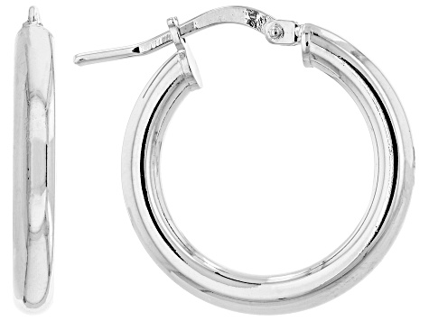 Platinum Over Bronze Set of 3 10MM-15MM-20MM Tube Hoop Earrings