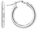 Platinum Over Bronze Set of 3 10MM-15MM-20MM Tube Hoop Earrings