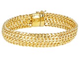 18K Yellow Gold Over Bronze 14.8MM Diamond-Cut Triple Curb Link Bracelet