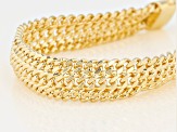 18K Yellow Gold Over Bronze 14.8MM Diamond-Cut Triple Curb Link Bracelet