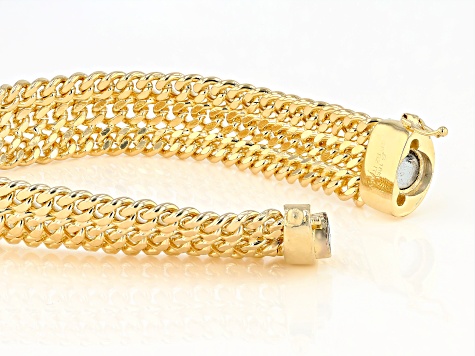 18K Yellow Gold Over Bronze 14.8MM Diamond-Cut Triple Curb Link Bracelet