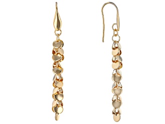 18K Yellow Gold Over Bronze Dangle Earrings