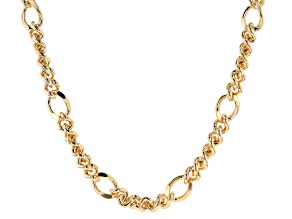 18K Yellow Gold Over Bronze 14.5MM Curb Station Chain