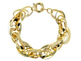 18K Yellow Gold Over Bronze Polished and Textured Torchon Link Bracelet