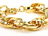 18K Yellow Gold Over Bronze Polished and Textured Torchon Link Bracelet