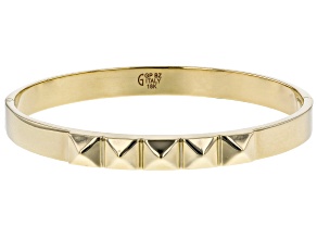 18K Yellow Gold Over Bronze 7.6MM Pyramid Design Hinged Bangle Bracelet