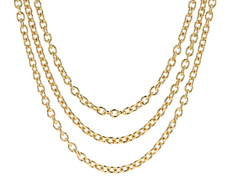 18K Yellow Gold Over Bronze 6.1MM Multi-Row Cable Necklace - MA357 ...