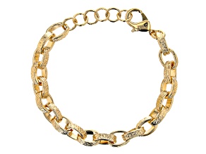 18K Yellow Gold Over Bronze Oval Rolo Link Bracelet