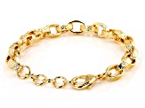 18K Yellow Gold Over Bronze Oval Rolo Link Bracelet