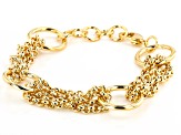 18K Yellow Gold Over Bronze Circle Station Link Bracelet