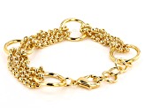 18K Yellow Gold Over Bronze Circle Station Link Bracelet