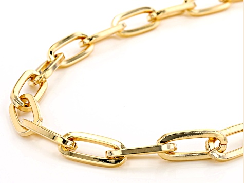 18K Yellow Gold Over Bronze 10.2MM Paperclip Chain