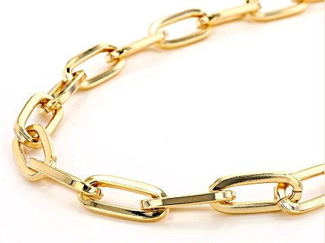 18K Yellow Gold Over Bronze Paperclip Chain