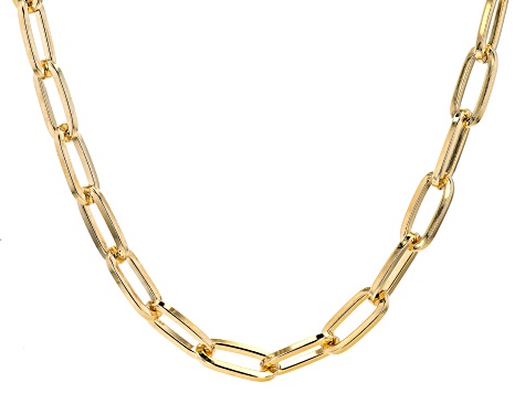 18K Yellow Gold Over Bronze Paperclip Chain