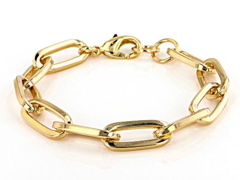 18K Yellow Gold Over Bronze 10.3MM Paperclip Link Bracelet