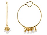 Moda Al Massimo® 18K Yellow Gold Over Bronze Pearl Simulant Cluster Tube Hoop Earrings