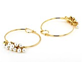 Moda Al Massimo® 18K Yellow Gold Over Bronze Pearl Simulant Cluster Tube Hoop Earrings