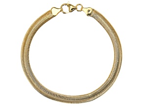 18K Yellow Gold Over Bronze Herringbone Link Bracelet
