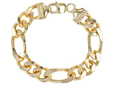 18K Yellow Gold Over Bronze 12MM Figaro Bracelet