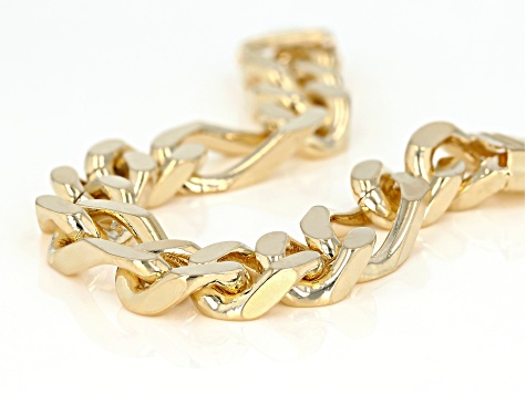 18K Yellow Gold Over Bronze 12MM Figaro Bracelet
