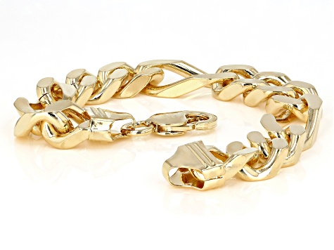 18K Yellow Gold Over Bronze 12MM Figaro Bracelet