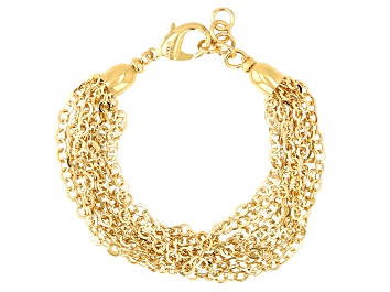 Picture of 18K Yellow Gold Over Bronze Diamond-Cut Multi-Row Flat Rolo Bracelet