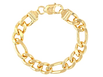Picture of 18K Yellow Gold Over Bronze Figaro Link Bracelet