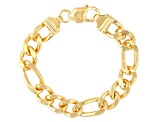 18K Yellow Gold Over Bronze Figaro Link Bracelet