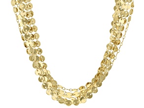 18K Yellow Gold Over Bronze Multi-Row Mirror Circle Necklace