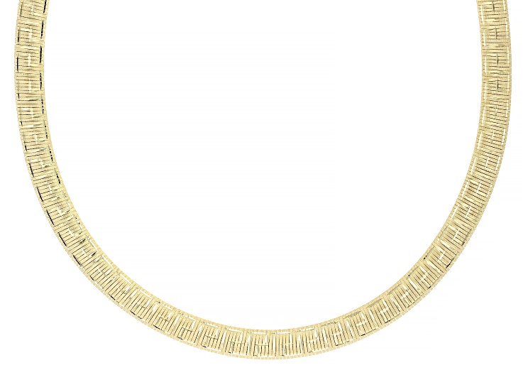 18K Yellow Gold Over Bronze Omega Greek Key Necklace