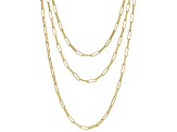 18K Yellow Gold Over Bronze Set of 3 Paperclip 18/20/24 Inch Chain