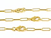 18K Yellow Gold Over Bronze Set of 3 Paperclip 18/20/24 Inch Chain