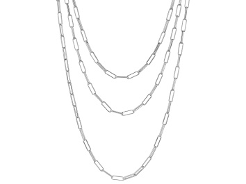 Picture of Platinum Over Bronze Set of 3 Paperclip 18/20/24 Inch Chain