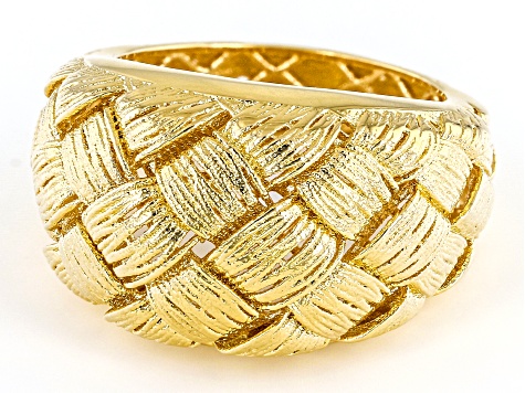 18K Yellow Gold Over Bronze Dome Woven Ring