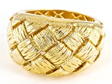 18K Yellow Gold Over Bronze Dome Woven Ring