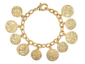 Moda Al Massimo 18k Yellow Gold Over Bronze Coin Bracelet