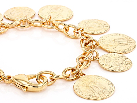 Moda Al Massimo 18k Yellow Gold Over Bronze Coin Bracelet