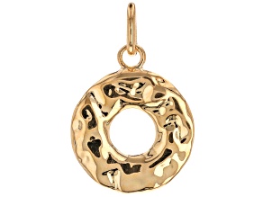 18k Yellow Gold Over Bronze Hammered Circle Pendant