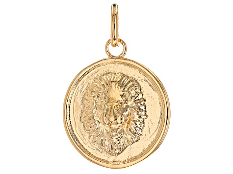 18k Yellow Gold Over Bronze Lion Pendant