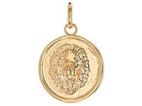 18k Yellow Gold Over Bronze Lion Pendant