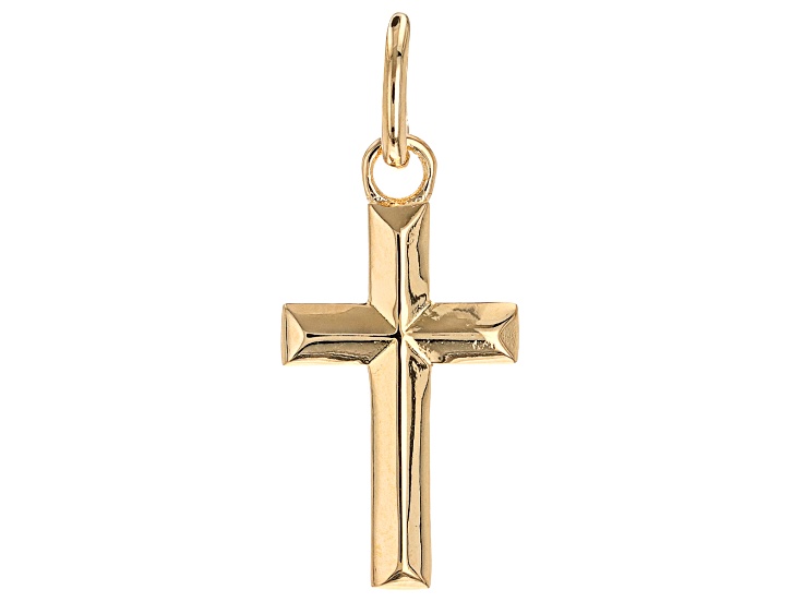 18k Yellow Gold Over Bronze Cross Pendant