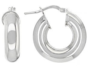 Platinum Over Bronze Round Hoop Earrings