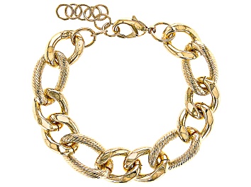 Picture of Moda Al Massimo® 18k Yellow Gold Over Bronze 2+1 Curb Bracelet