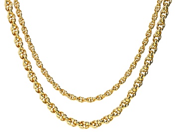 Picture of Moda Al Massimo® 18k Yellow Gold Over Bronze 2-Row Soft Twisted Oval Link 21 Inch Necklace