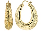 Moda Al Massimo® 18k Yellow Gold Over Bronze Textured Oval Hoop Earrings